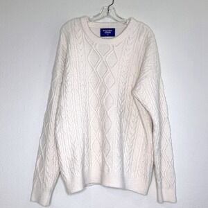 ELFRIC EDEN Retro 90s Cable Knit Sweater L Ivory Fisherman Nautical Unisex